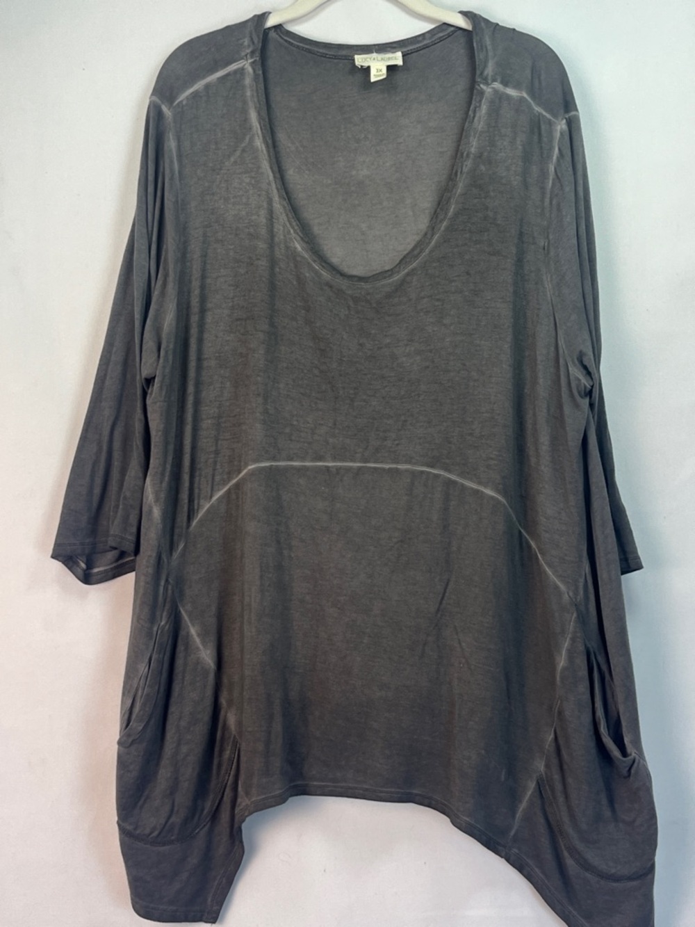Lucy & Laurel Mineral Wash Relxed Fit Sharkbite Tunic Rayon Blend 3X NWT